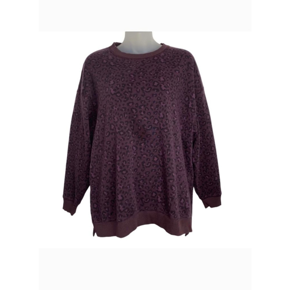 American Eagle Purple Leopard Print super soft oversized Sweatshirt Size M - Picture 4 of 6